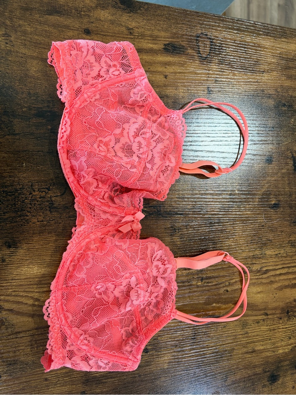 Gilligan & O'Malley Coral Lace Underwire Bra with Bow Accent